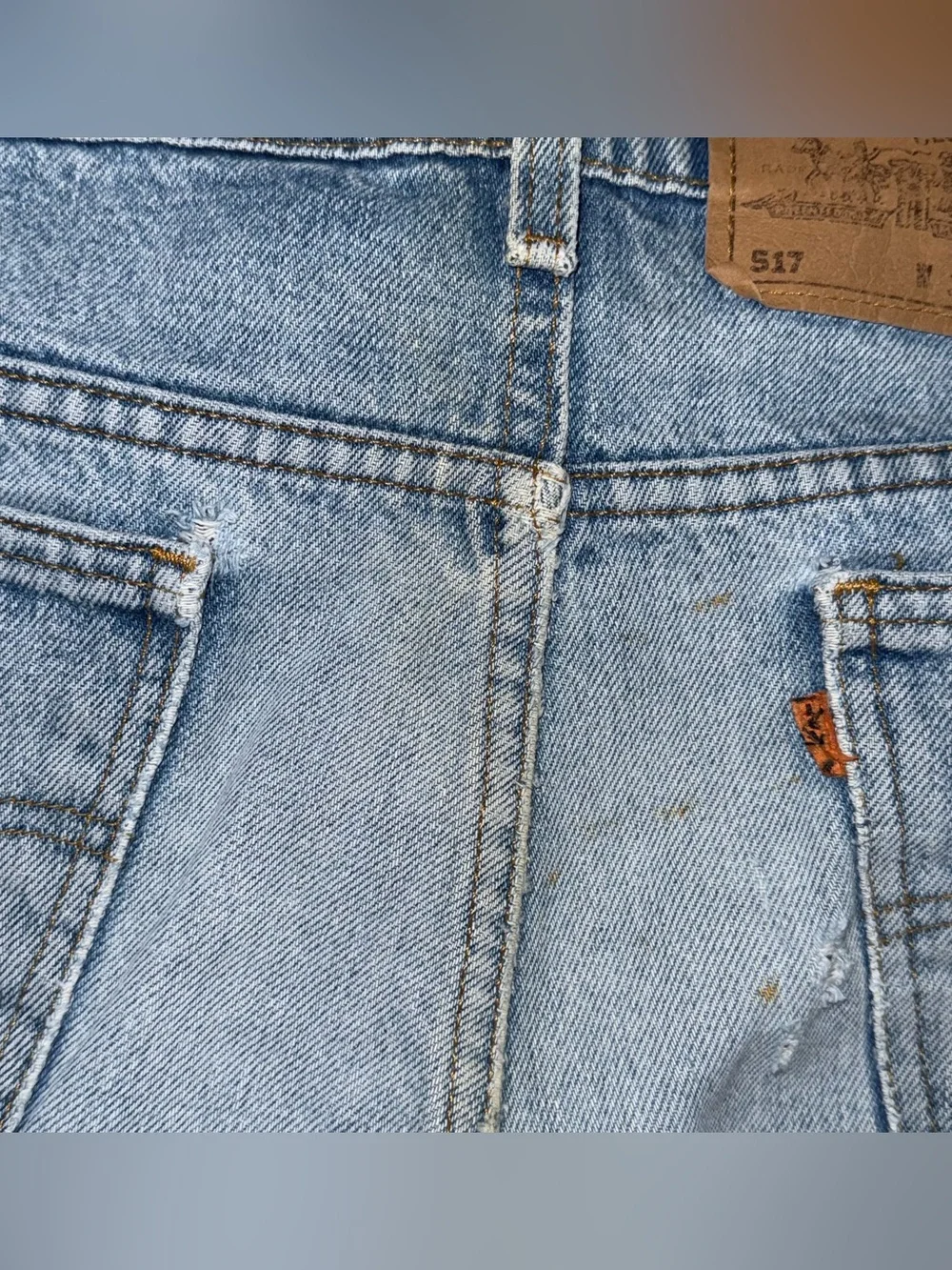 VTG 90s Levis 517 Orange Tab Bootcut Jeans 33x31.5 USA Thrashed Faded (tag34x34)